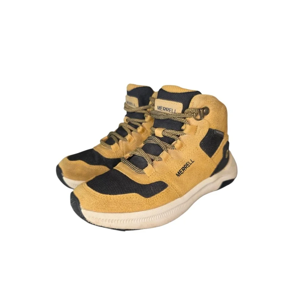 Merrell Ontario 85 Waterproof Mid Hiking Boots Boys US 13 Tan Black EU 31